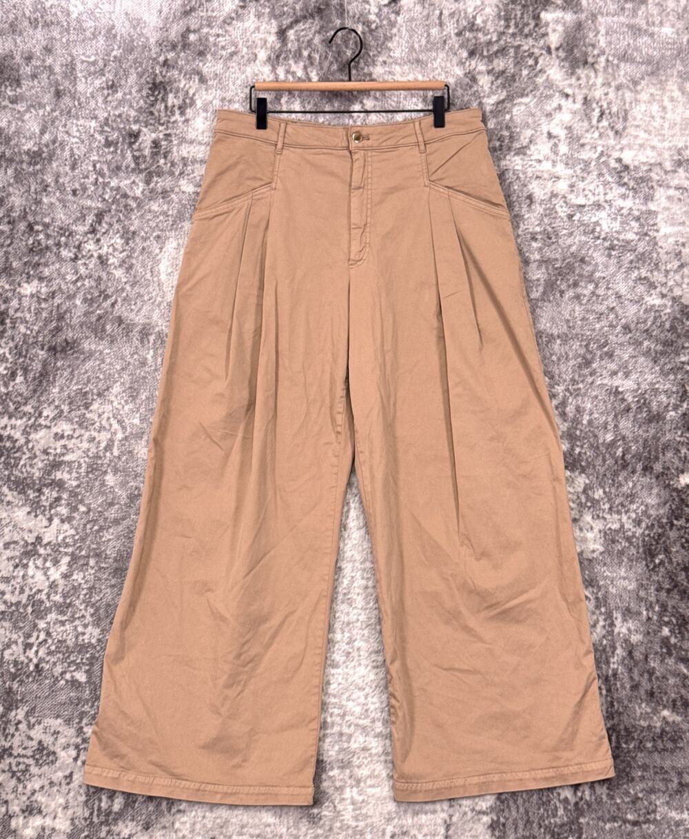 Maeve Pants US 14 Womens Anthropologie Wide Leg Pleated Chino Trouser